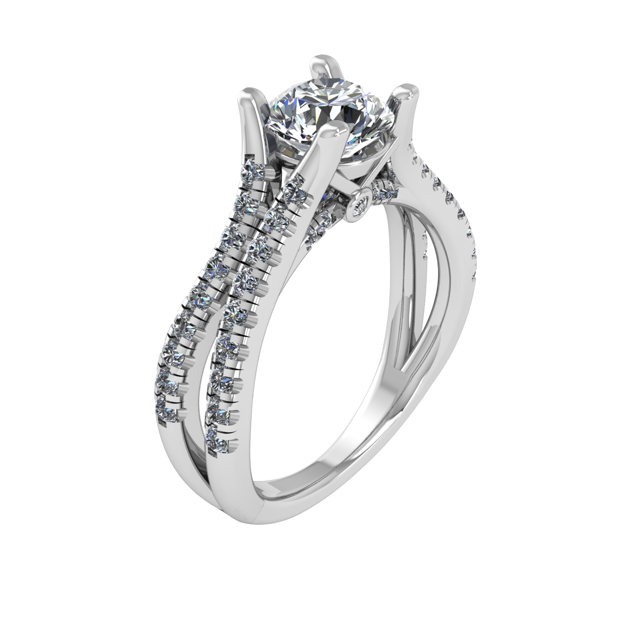 ACCENTED CATHEDRAL SPLIT SHANK 6.50mm ROUND ENGAGEMENT RING
